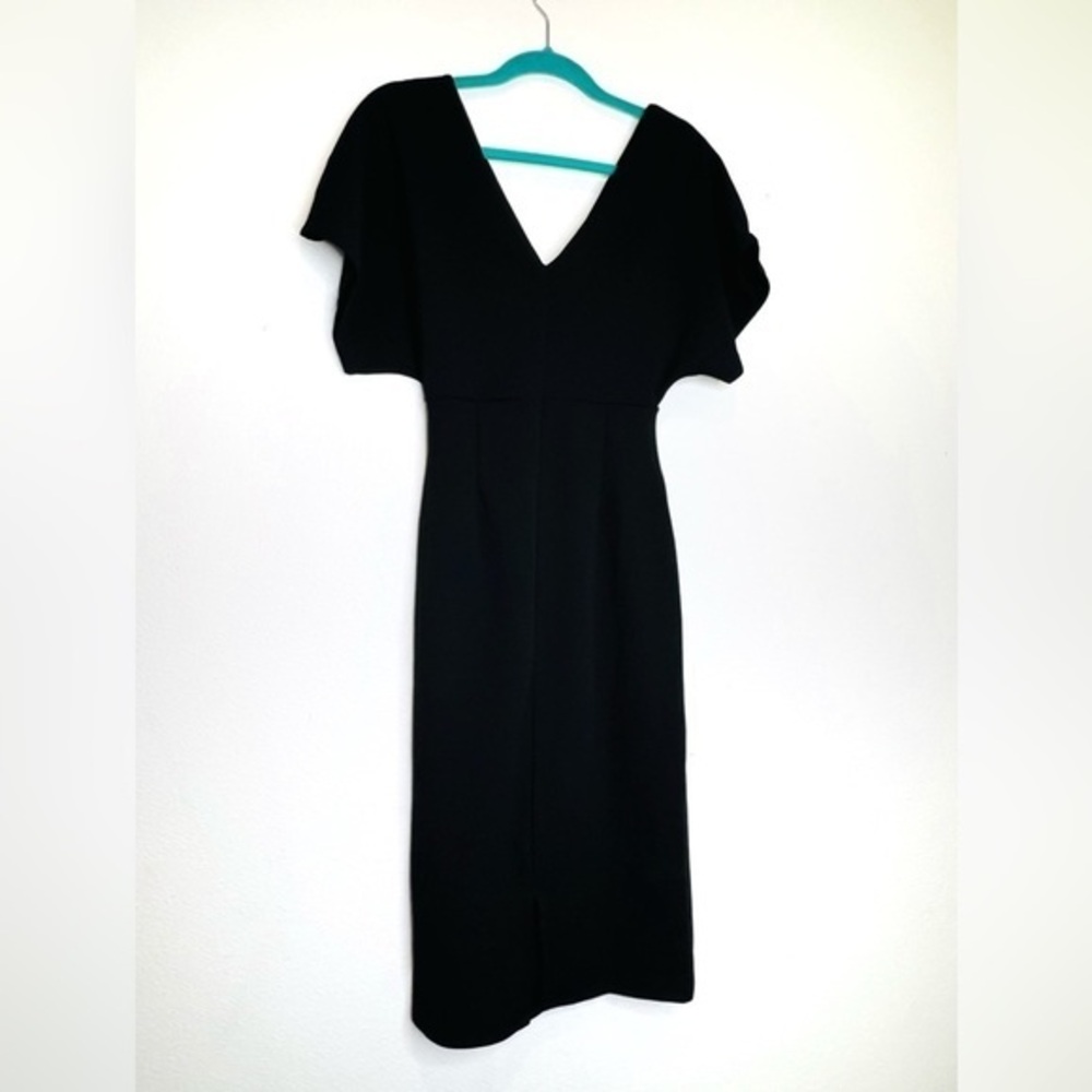 NEW Ivy Black Dress Twist Detail Kimono Sleeve Midi new with tags Made in Italy